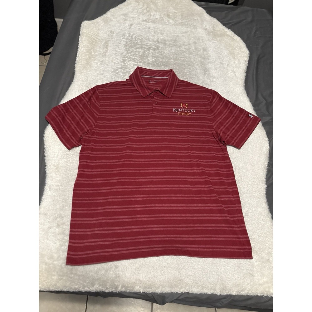 Kentucky Derby Men's Under Armour Red Striped Polo Short Sleeve Shirt Size 2XL